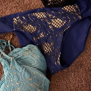 Luli Fama Royal Wild and Wanted Blue Lace Bikini Bottom